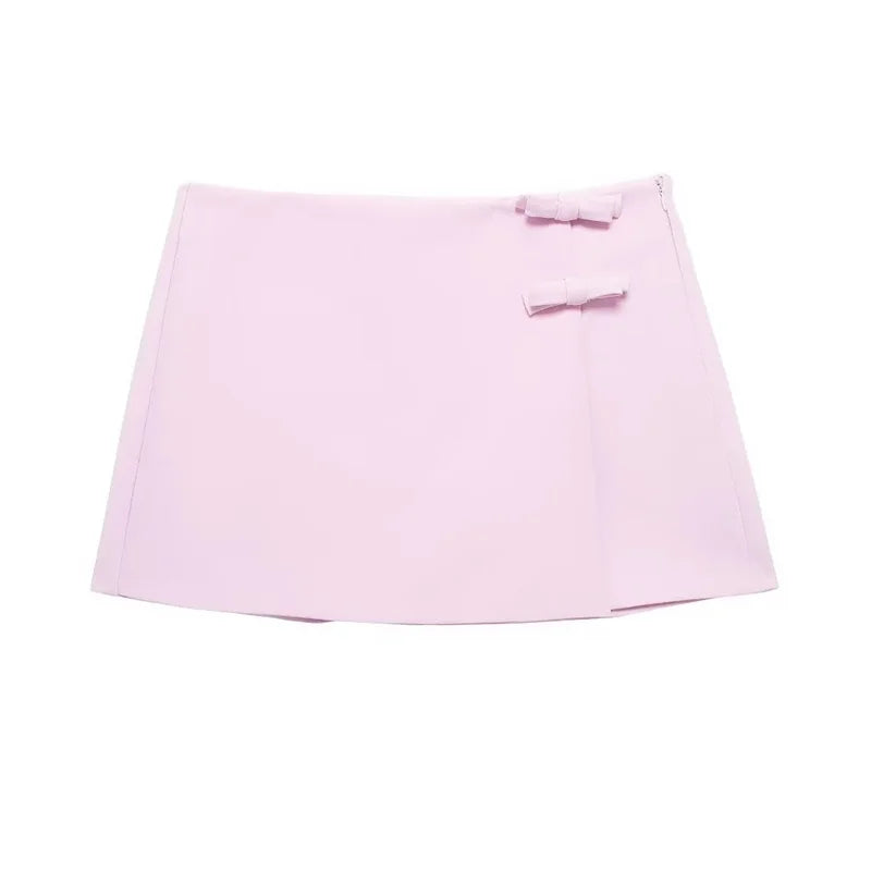 Damski bezrękawnik z wiązaniem z przodu, top halter i mini spódnica, dwuczęściowy zestaw | odkryte plecy