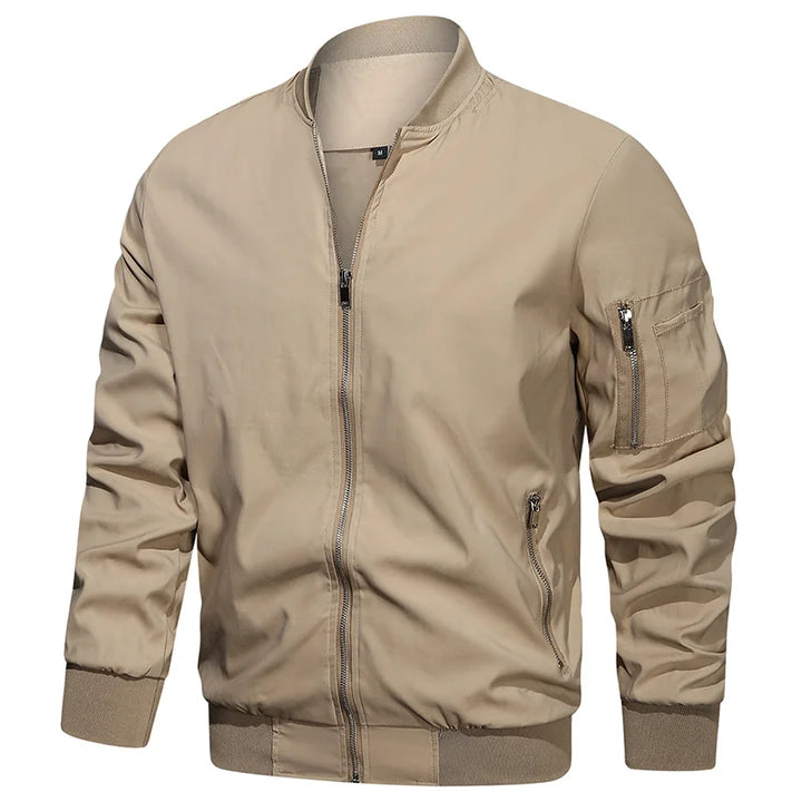 Pánská bomber bunda s dlouhým rukávem, stojáčkovým límcem a zipem | Streetwear