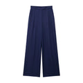 Damen High Waist Weite Hose Mit Falten Vorne | Volle Länge