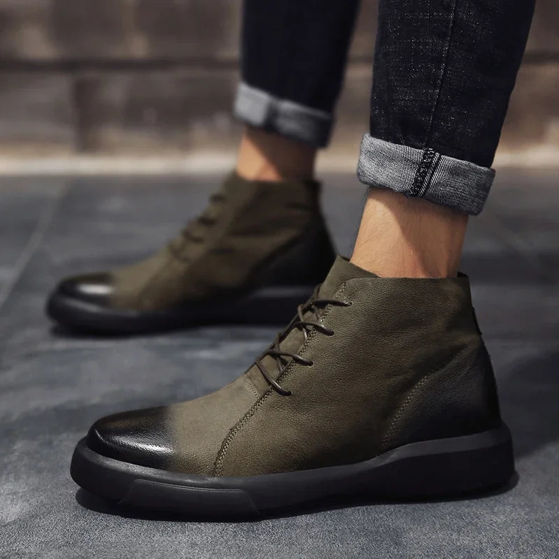 Herren Schnürstiefel Mit Runder Spitze | Moderner Streetstyle