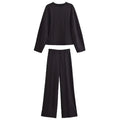Damen Freizeit Set | Zweiteiliges Outfit mit Rundhalsoberteil | Weite Hose mit Nahtdetails | Lässiger Komfortlook