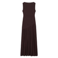 Damen Kleid Ärmellos Rundhals Tiefe Taille Kleid | Maxi