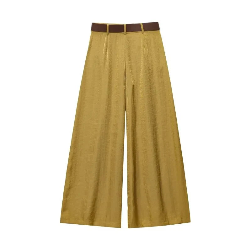 Set damă două piese | Croială regulară | Vestă cu decolteu în V și pantaloni largi | Stil elegant smart casual