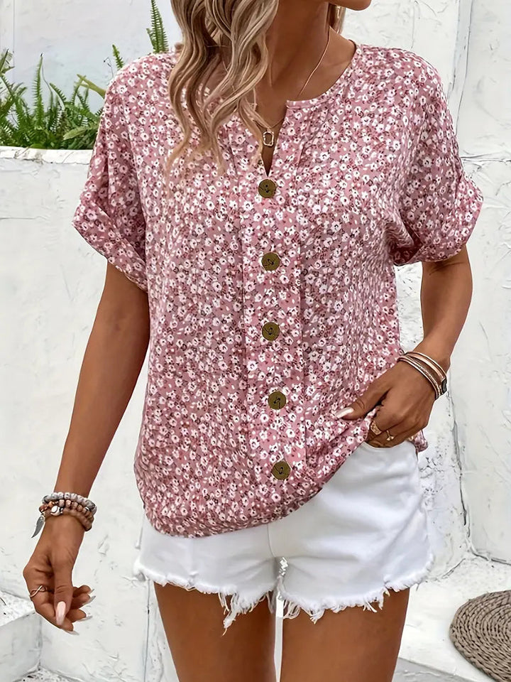 Selestia - Bluse mit Blumenmuster und Knopfleiste 3