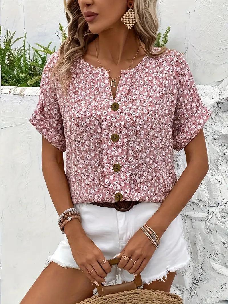 Selestia - Bluse mit Blumenmuster und Knopfleiste 5