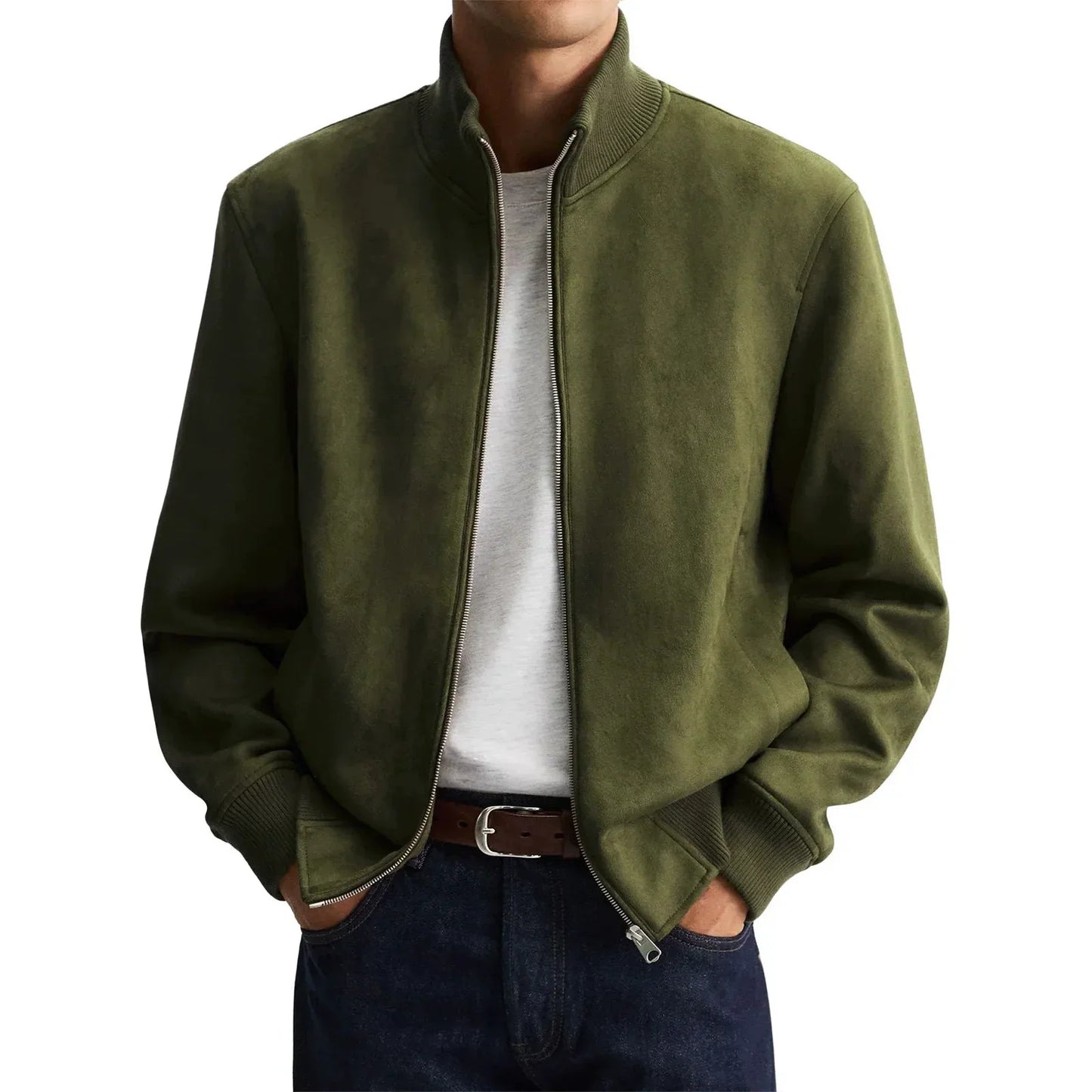 Herren Langarm Jacke mit Stehkragen Reißverschluss | Klassisch