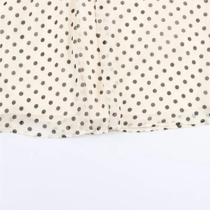 Damen Langarm Bluse mit Polka Dots Stehkragen lockere Passform | Gepunktet