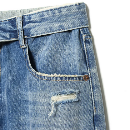 Damen Jeans mit Weitem Bein | High-Waist-Design und Destroyed-Details | Moderner Alltagslook