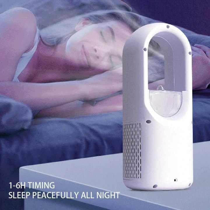 Přenosný USB vzduchový chladič | 3v1 ventilátor bez turbíny | Zvlhčovač vzduchu s časovačem | Kompaktní design