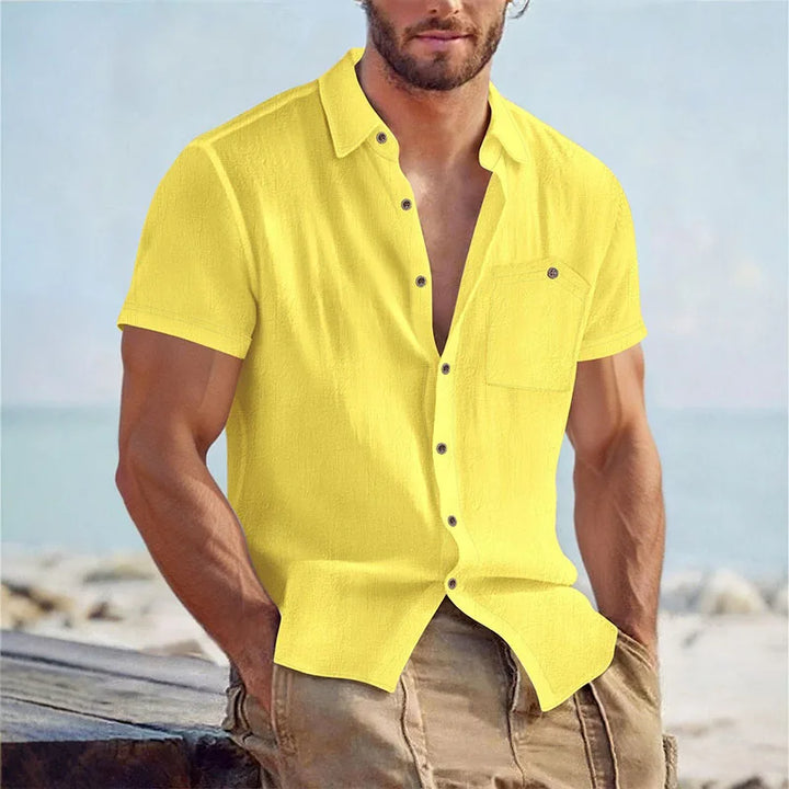 Camicia da uomo a maniche corte con bottoni | Con colletto