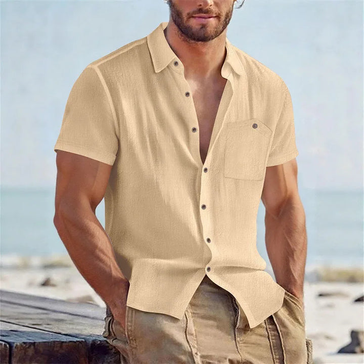Camicia da uomo a maniche corte con bottoni | Con colletto