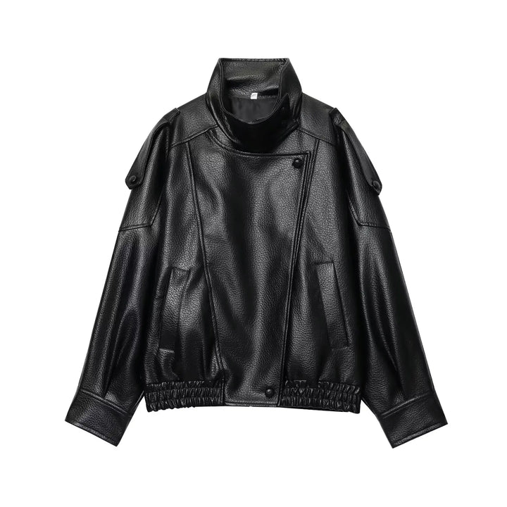 Damen Langarm Stehkragen Reißverschluss Jacke | Oversize
