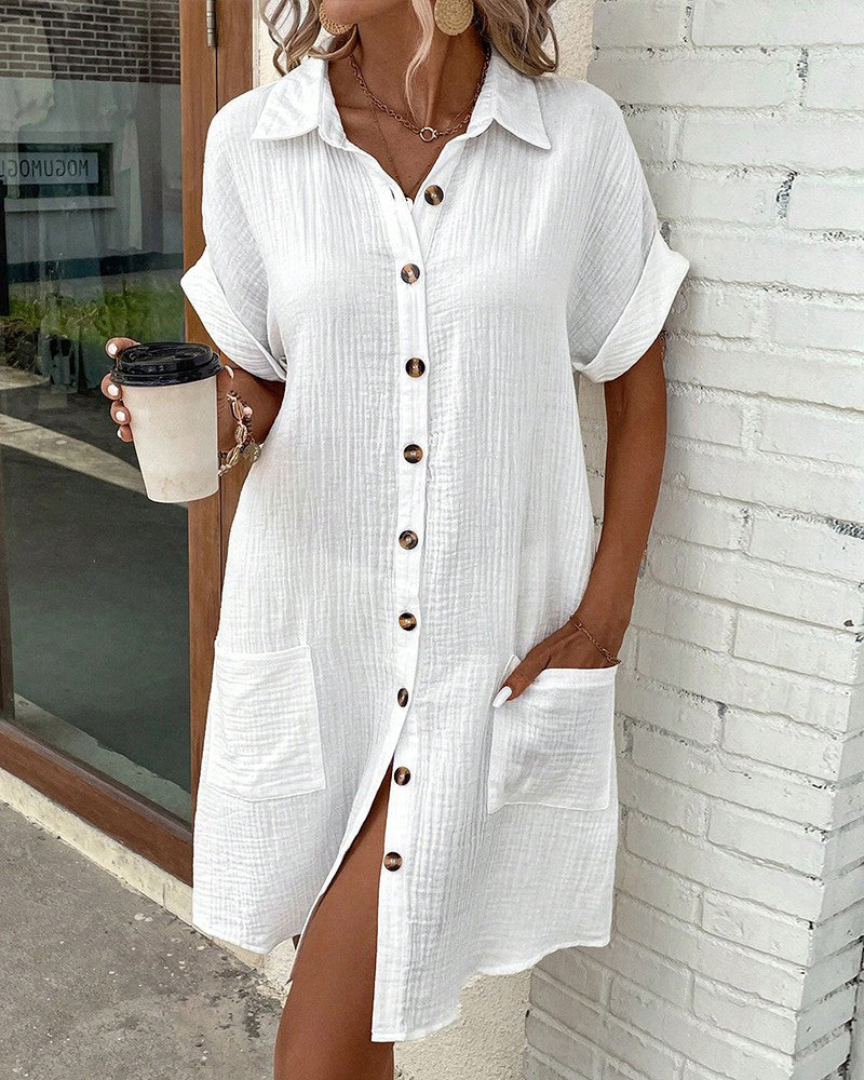 Hannah | Robe-chemise pour femme à manches courtes