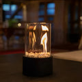 SleekFlame Tischkamin – Mini-Metallkamin mit Glaszylinder für den Innen- und Außenbereich 0