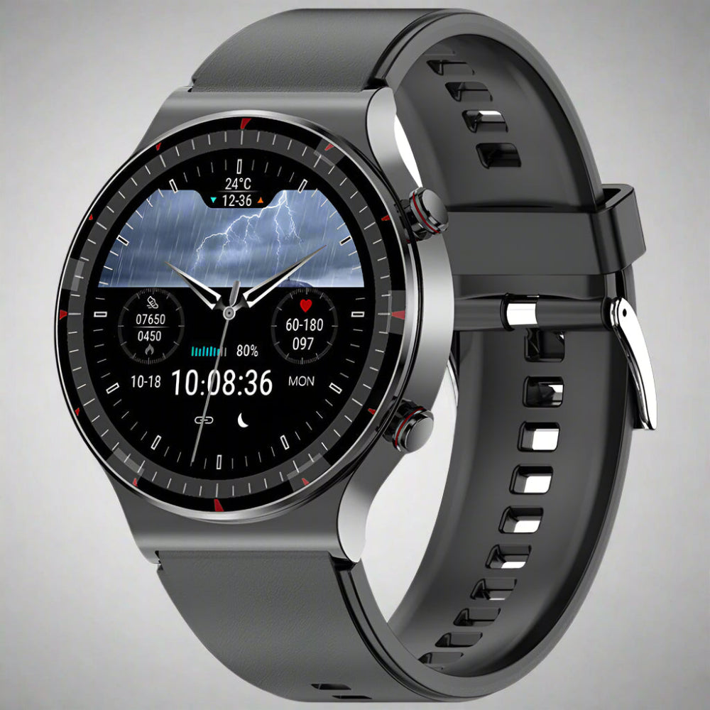 Smartwatch mit rundem Display, Fitness-Tracking, Herzfrequenzmessung und Benachrichtigungen 0
