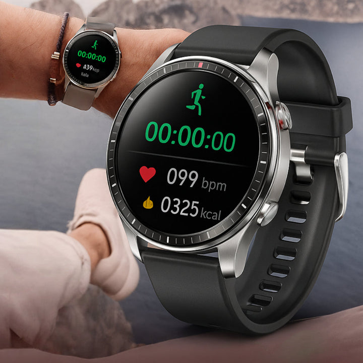 Smartwatch mit rundem Display, Fitness-Tracking, Herzfrequenzmessung und Benachrichtigungen 1