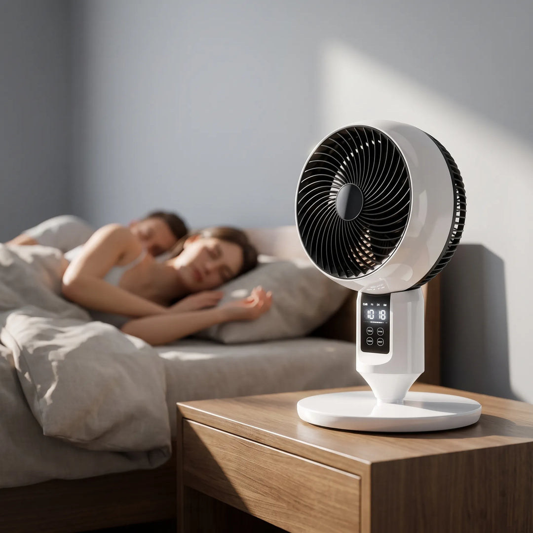 Quiet pedestal fan with remote control