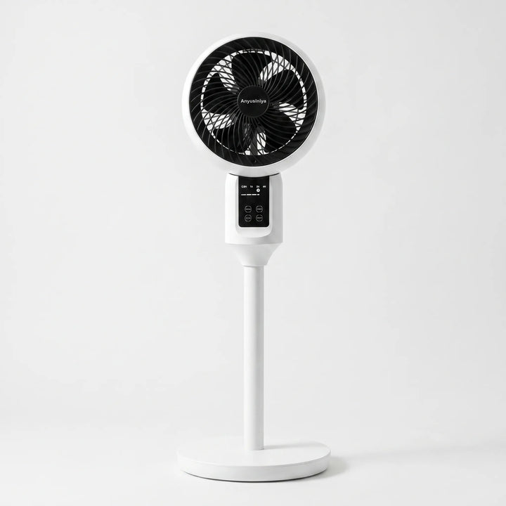 Quiet pedestal fan with remote control