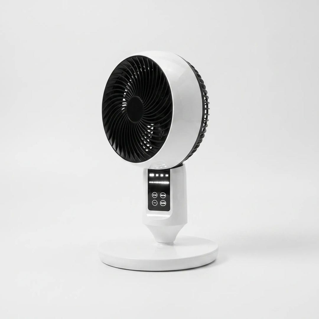 Quiet pedestal fan with remote control