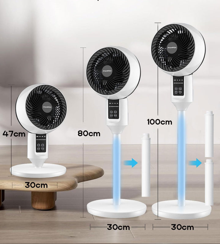 Quiet pedestal fan with remote control