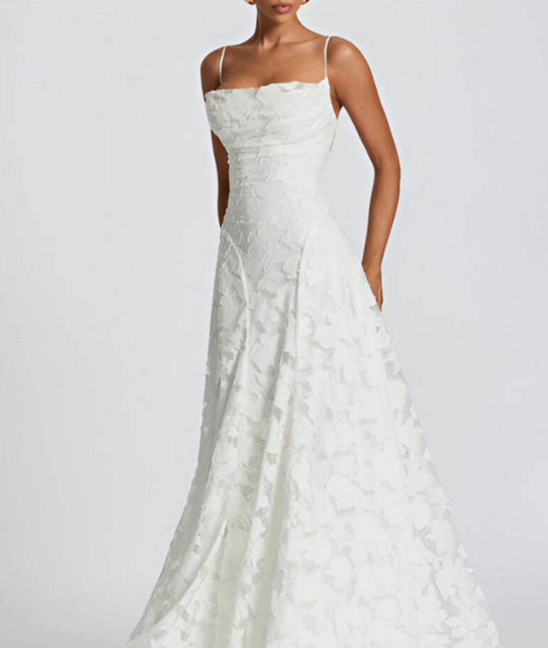 Strukturiertes Maxikleid mit Spaghettiträgern und Schnürung am Rücken 0