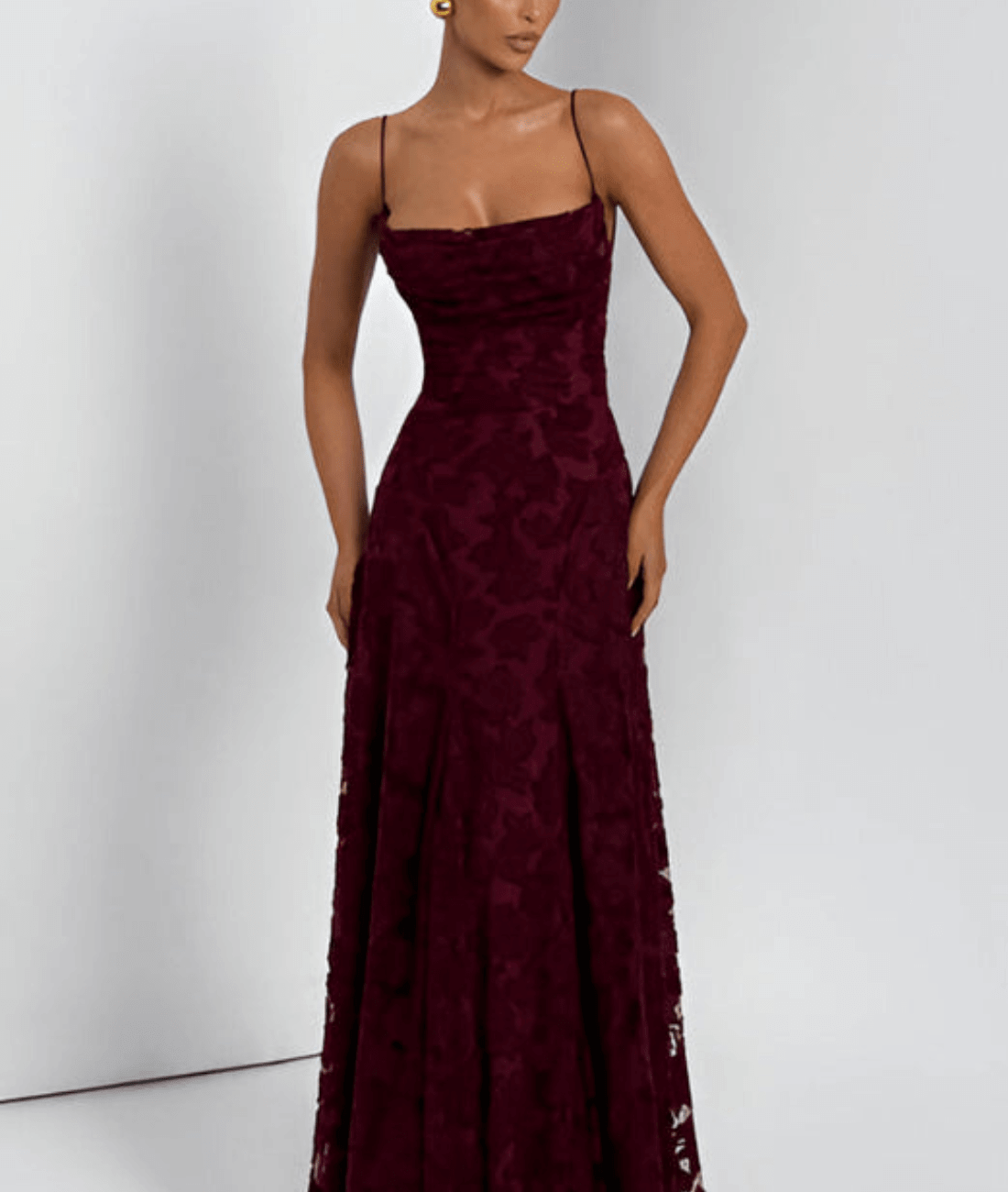 Strukturiertes Maxikleid mit Spaghettiträgern und Schnürung am Rücken 2