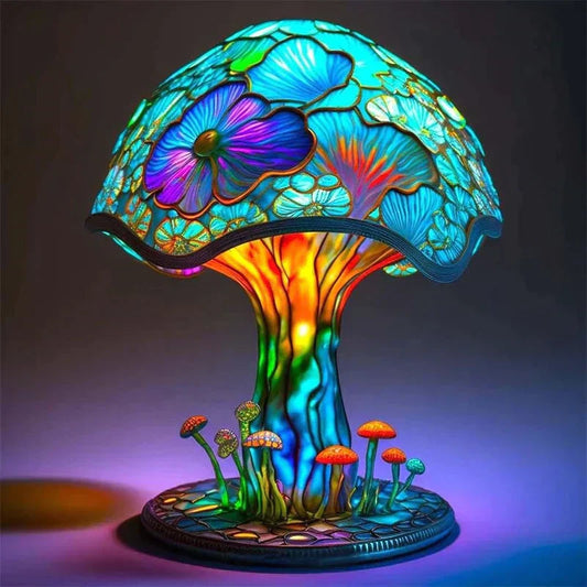 Tischlampe aus Buntglas | Farbenfrohe, künstlerische Wohndekoration 0