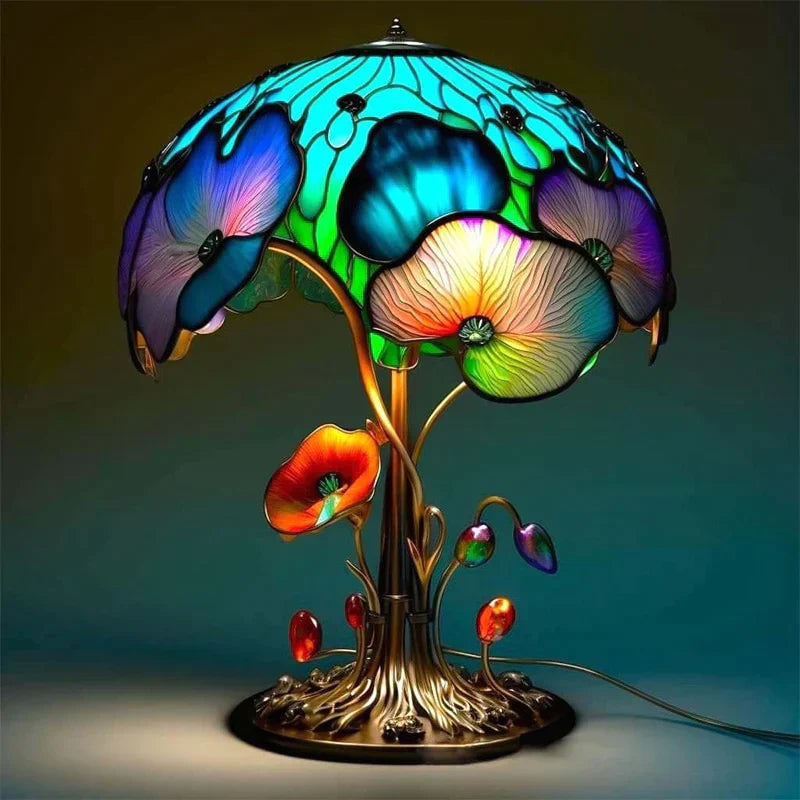 Tischlampe aus Buntglas | Farbenfrohe, künstlerische Wohndekoration 2