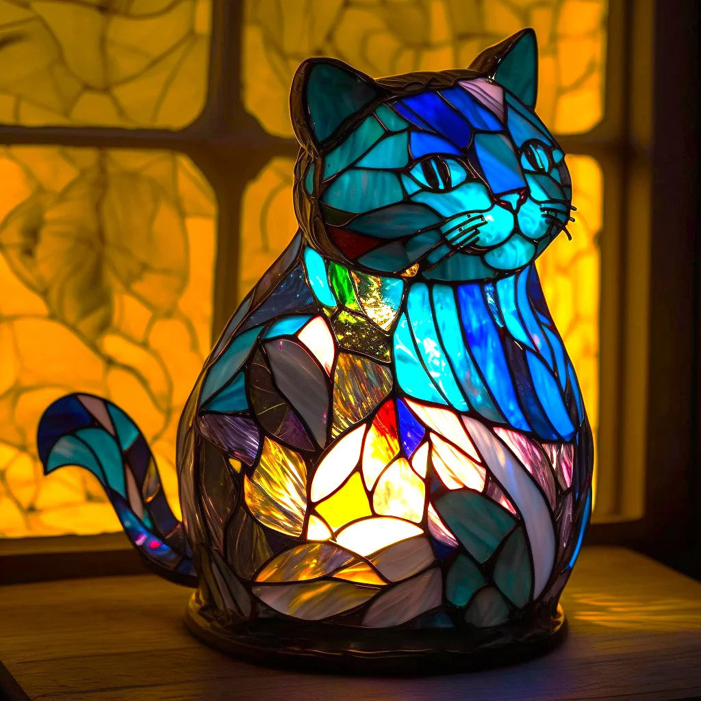 Tischleuchte in Tierform aus Buntglas | Künstlerische LED-Leuchte 6