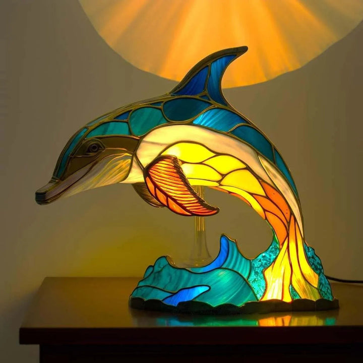Tischleuchte in Tierform aus Buntglas | Künstlerische LED-Leuchte 7
