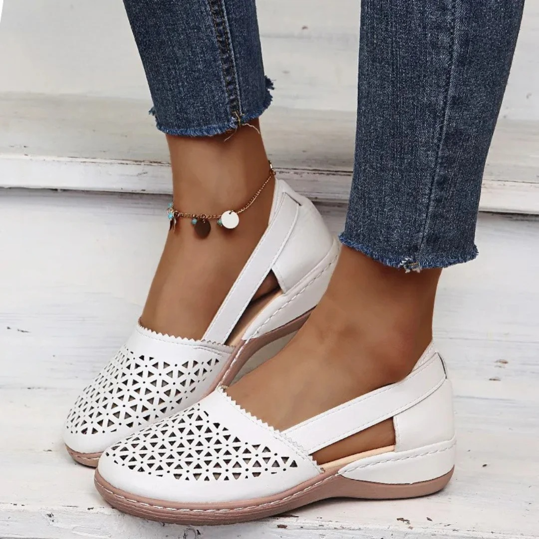 Damskie perforowane płaskie buty | Lato
