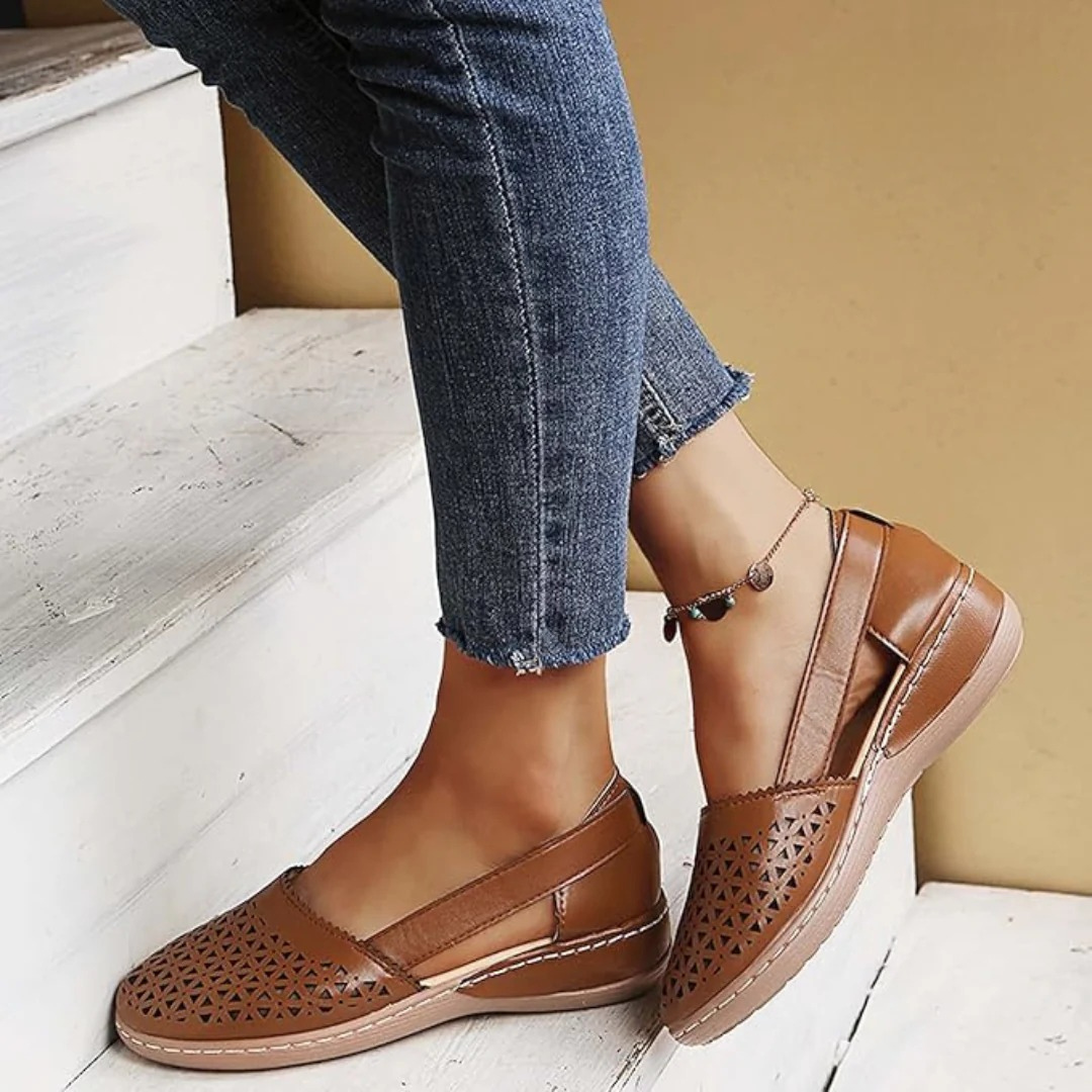 Damskie perforowane płaskie buty | Lato