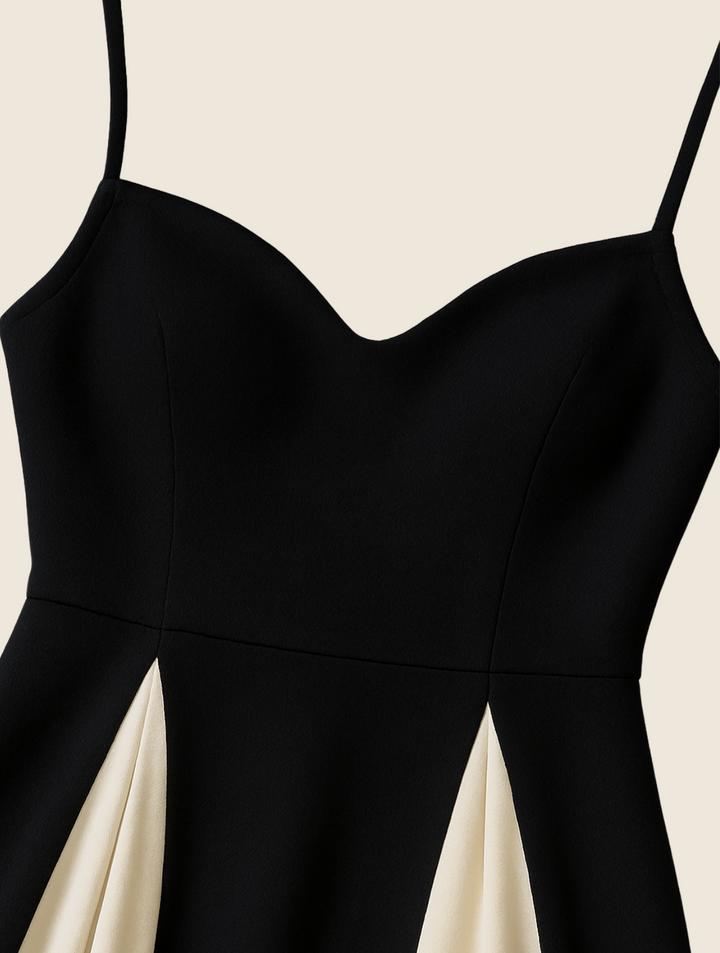 Rochie maxi damă | Croială strâmtă cu bretele spaghetti | Design contrastant | Look elegant pentru ocazii speciale