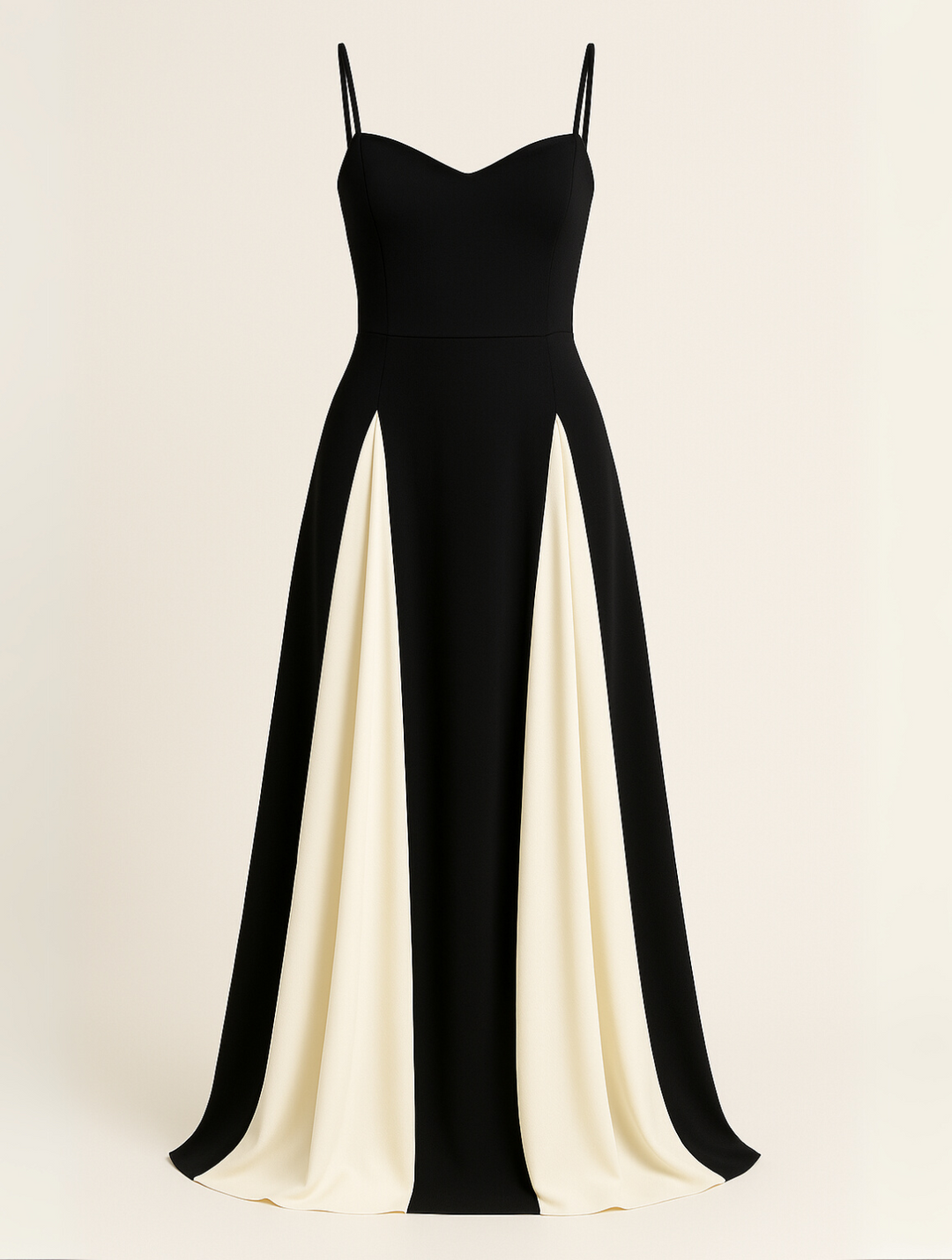 Rochie maxi damă | Croială strâmtă cu bretele spaghetti | Design contrastant | Look elegant pentru ocazii speciale