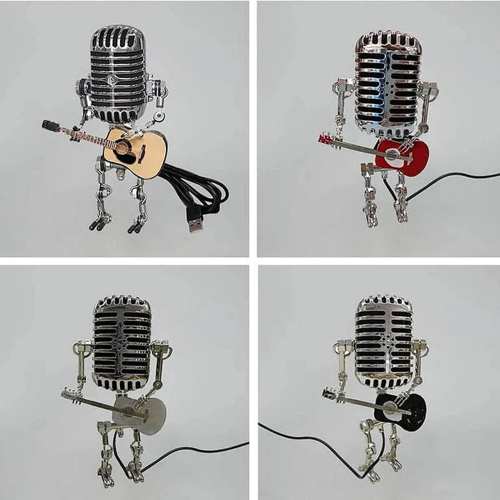 Vintage-Metall-Mikrofon-Roboter mit Gitarrenlampe 2