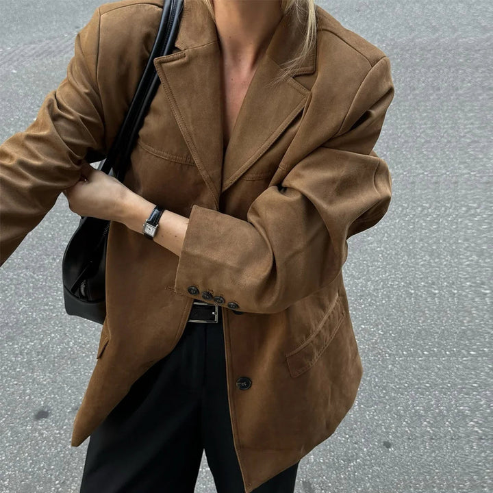 Vintage-Wildlederjacke für Damen in Braun – Übergangsjacke für Herbst und Winter 4