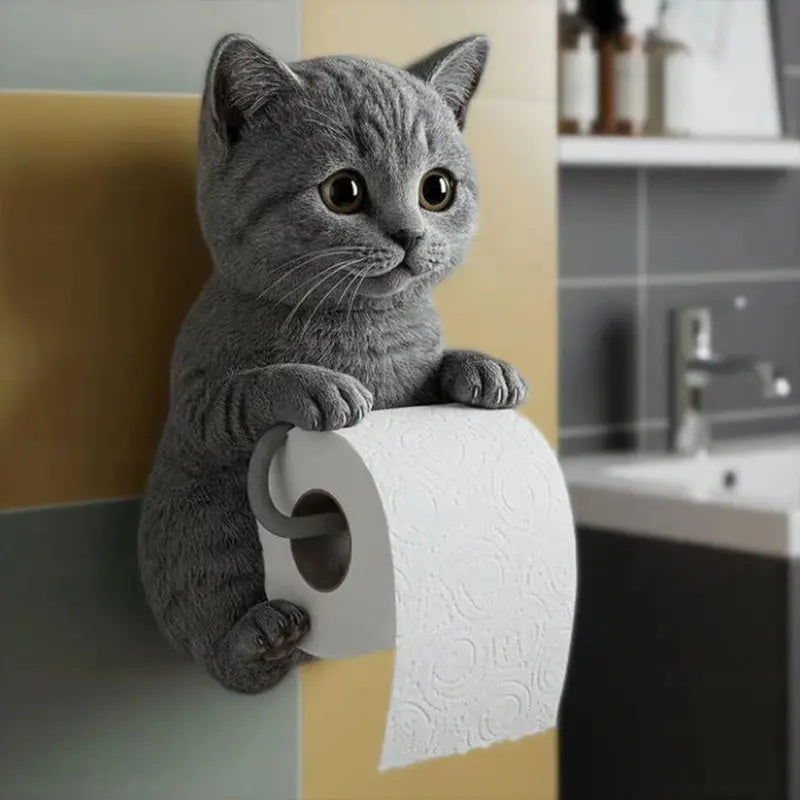 Wandmontierter Katzen-Toilettenpapierhalter | Blickfang 0