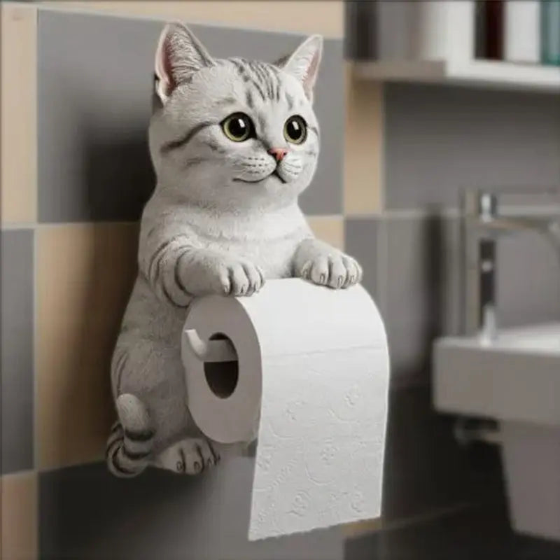 Wandmontierter Katzen-Toilettenpapierhalter | Blickfang 1