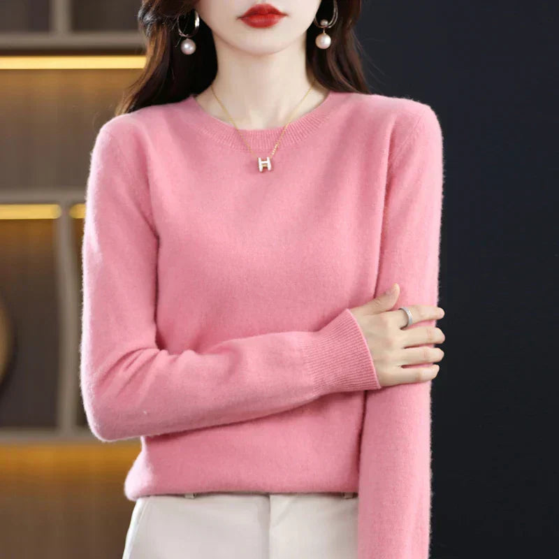 Weicher Strickpullover für Damen mit Rundhalsausschnitt | Weicher Strickstil