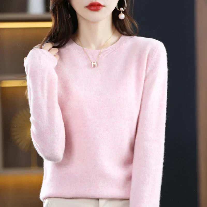 Weicher Strickpullover für Damen mit Rundhalsausschnitt | Weicher Strickstil