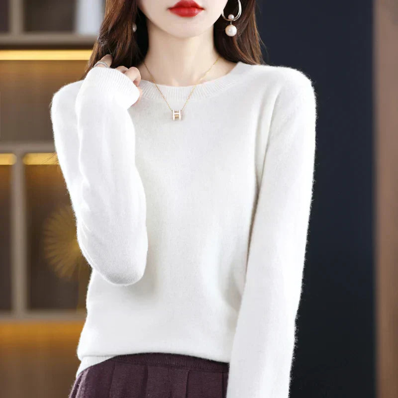 Weicher Strickpullover für Damen mit Rundhalsausschnitt | Weicher Strickstil