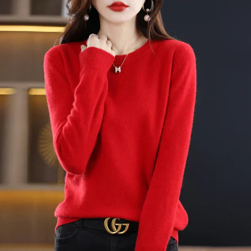 Weicher Strickpullover für Damen mit Rundhalsausschnitt | Weicher Strickstil