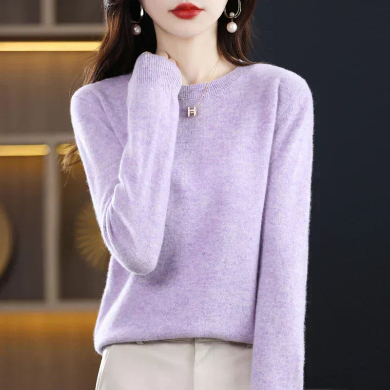 Weicher Strickpullover für Damen mit Rundhalsausschnitt | Weicher Strickstil