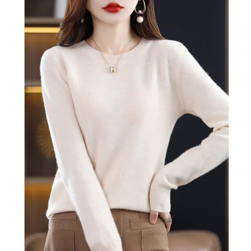Weicher Strickpullover für Damen mit Rundhalsausschnitt | Weicher Strickstil