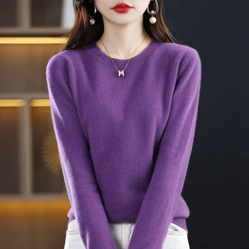 Weicher Strickpullover für Damen mit Rundhalsausschnitt | Weicher Strickstil