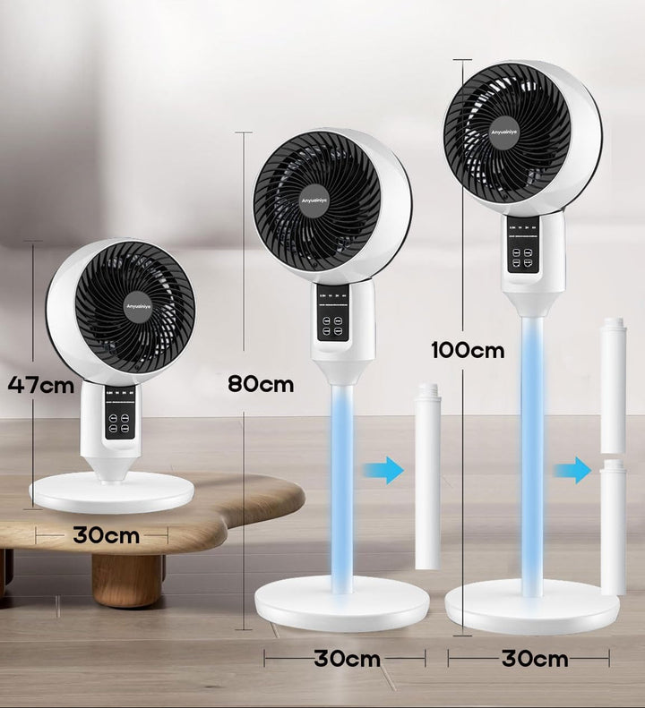 Ventilatore da terra bianco con telecomando