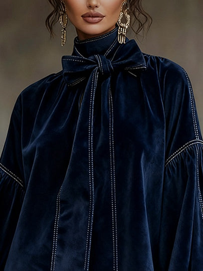 Odette | Women's Velvet Mini Dress with Bow