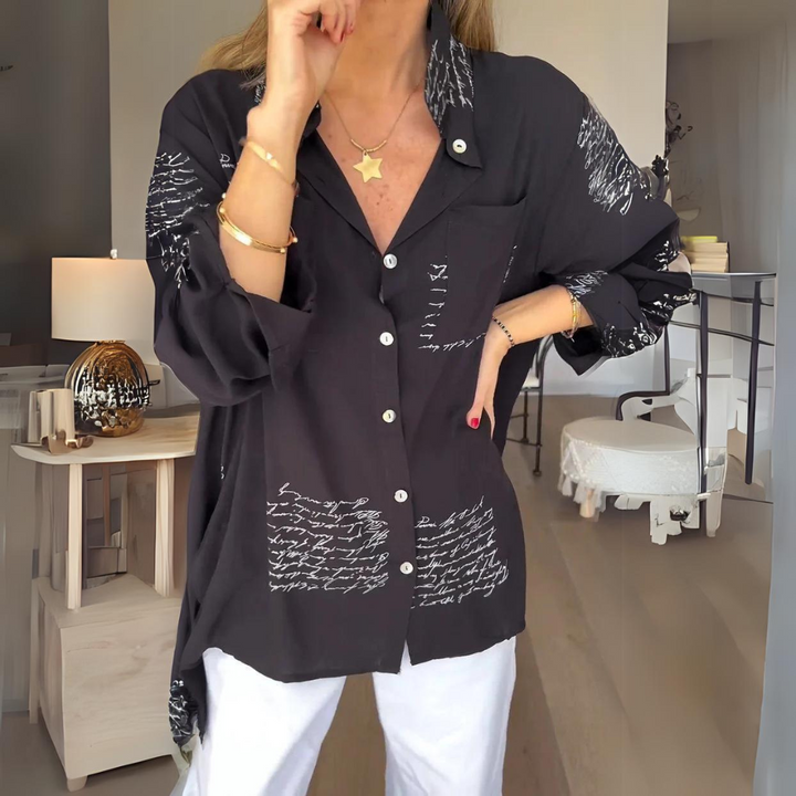 Zoey - Handbeschriftetes Button-Up-Hemd 0