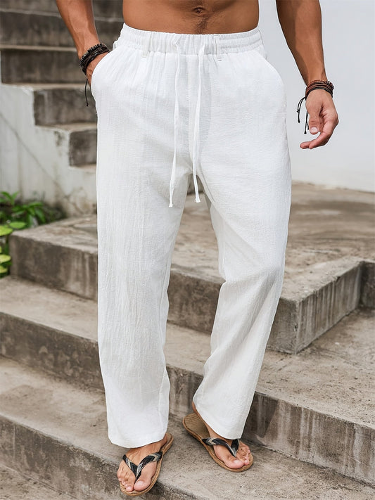 Pantaloni da tempo libero da uomo | Pantaloni a vestibilità rilassata | Gamba dritta e coulisse | Stile quotidiano minimalista