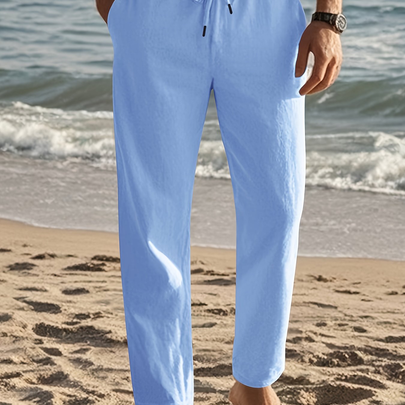 Pánské kalhoty | Kalhoty Regular Fit s rovnými nohavicemi | Pas na stažení šňůrkou | Ležérní letní styl